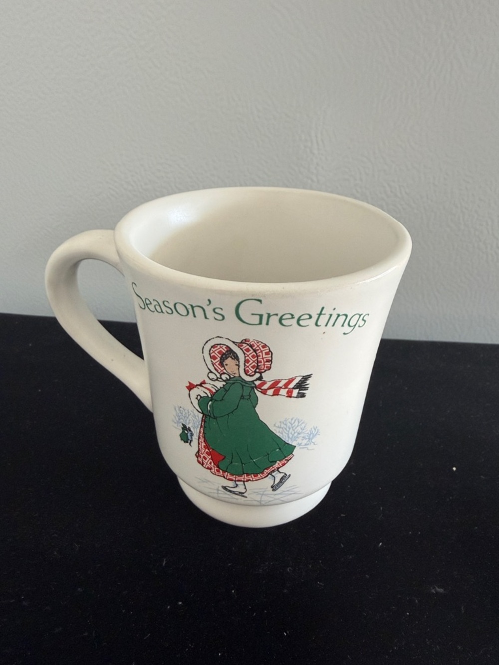 Holly‎ Hobbie Season's Greetings Holiday Ceramic Mug - White with Green Design